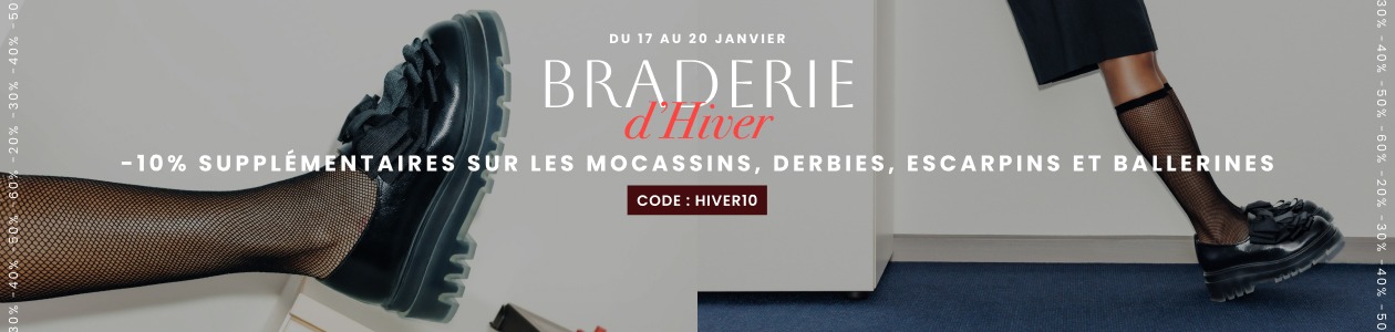 -10% supplémentaires  sur les mocassins, derbies, escarpins et ballerines