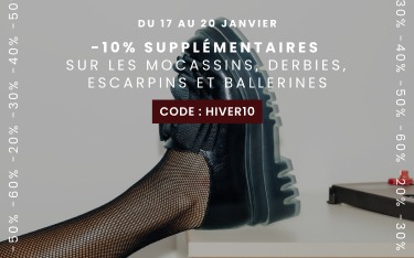-10% supplémentaires sur les mocassins, derbies, escarpins et ballerines